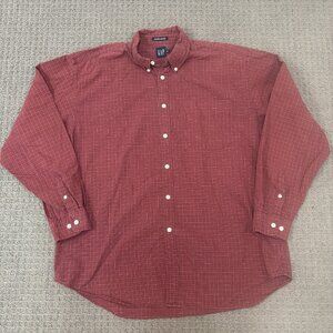 Vintage Gap Shirt Cotton Poplin Long Sleeve Collar Gingham Plaid Classic Oxford